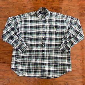 Ralph Lauren Blue and Green Plaid Casual Long Sleeve Button Down Shirt